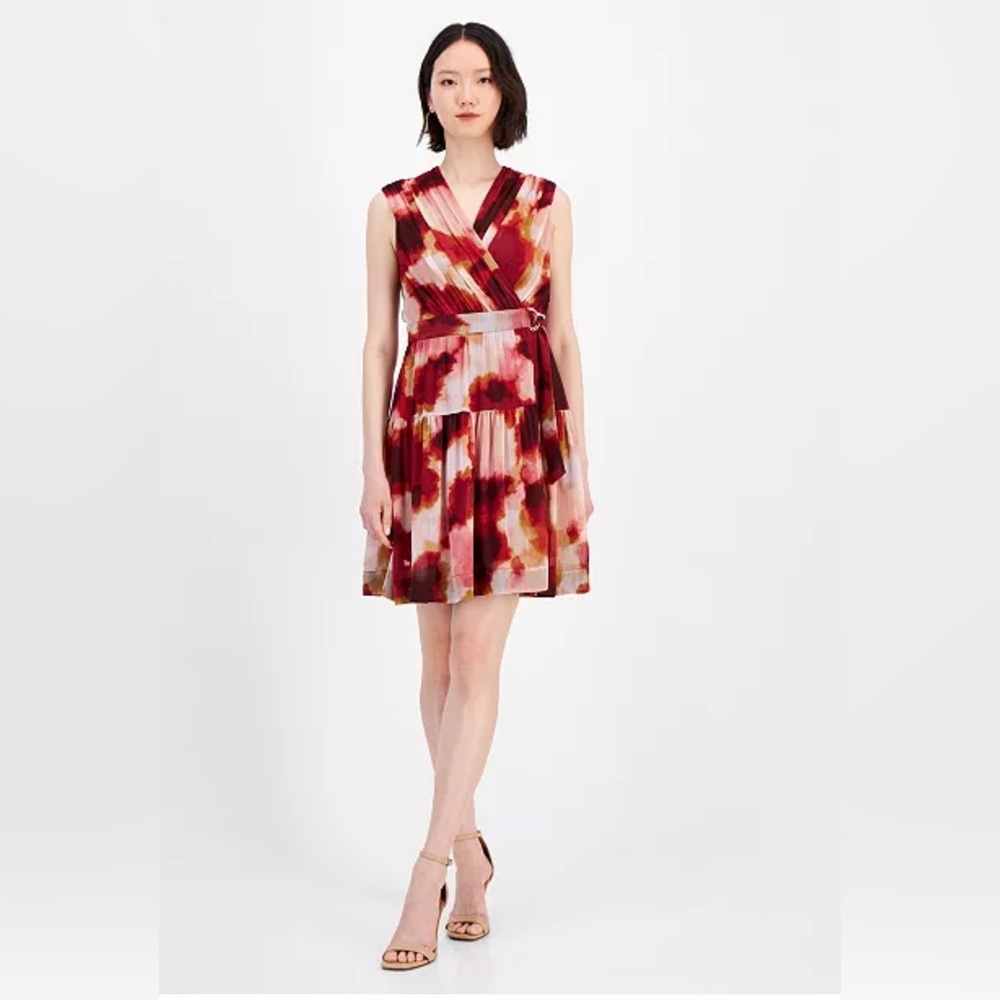 Taylor Multicolor Watercolor‎ Print Tiered Dress Size 10 NWT